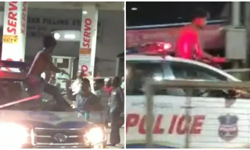 Asif Nagar cops arrest 28YO drunk man who climbed onto patrol car, damaged vehicle