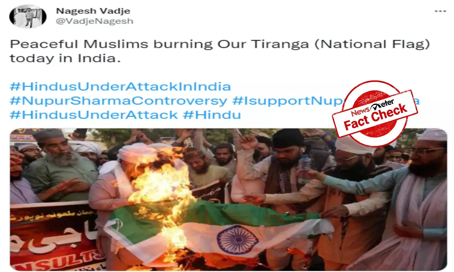 Viral picture of tricolor torching is from Pakistan, not India