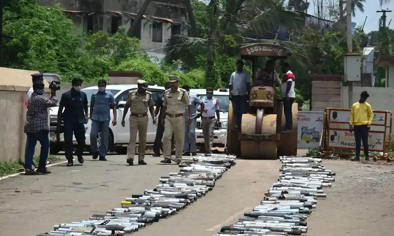 `Dhoom Machalayee…: Vizag police destroy 630 modified silencers to combat stunt biking, noise pollution
