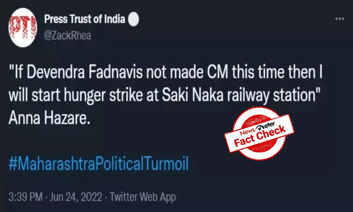 Fake news alert: Anna Hazare is not going on hunger strike for Devendra Fadnavis