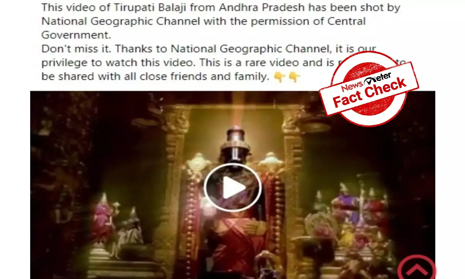 National Geographic Channel did not shoot video of Tirupati Balaji