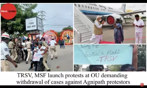 TRSV, MSF launch protests at OU demanding withdrawal of cases against Agnipath protestors