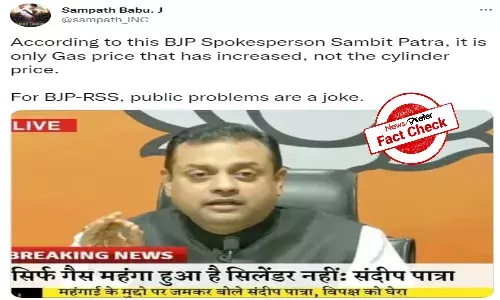 Viral statement about gas prices attributed to Sambit Patra is false