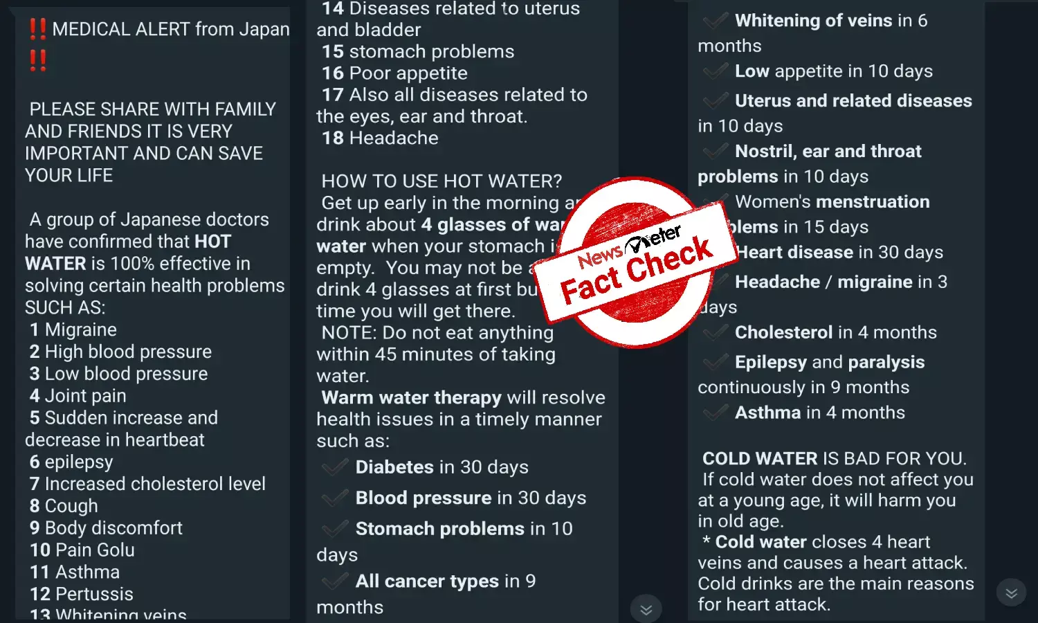 Can drinking hot water cure epilepsy, high blood pressure?