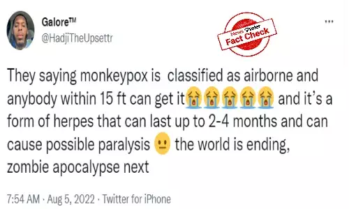 Monkeypox is not airborne virus; viral claims are misleading