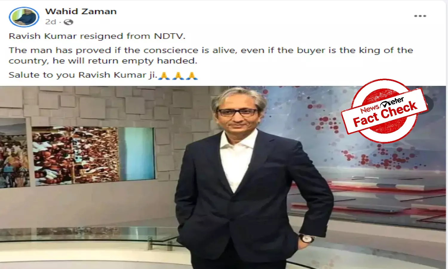 Journo Ravish Kumar did not quit NDTV after Adani takeover