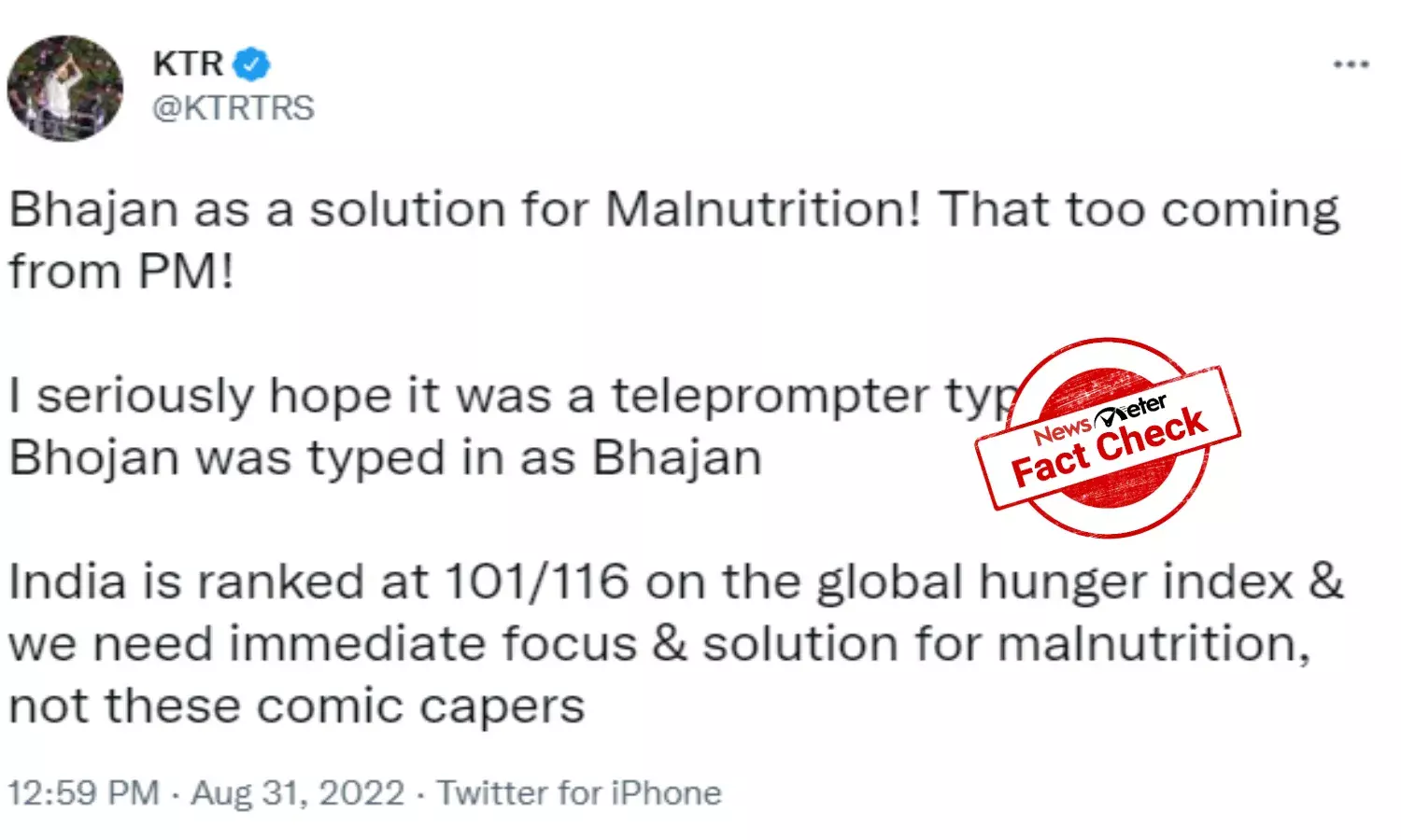 No, PM Modi never said singing bhajans can solve malnutrition problem