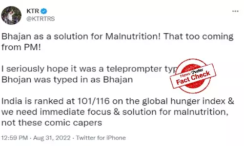 No, PM Modi never said singing bhajans can solve malnutrition problem