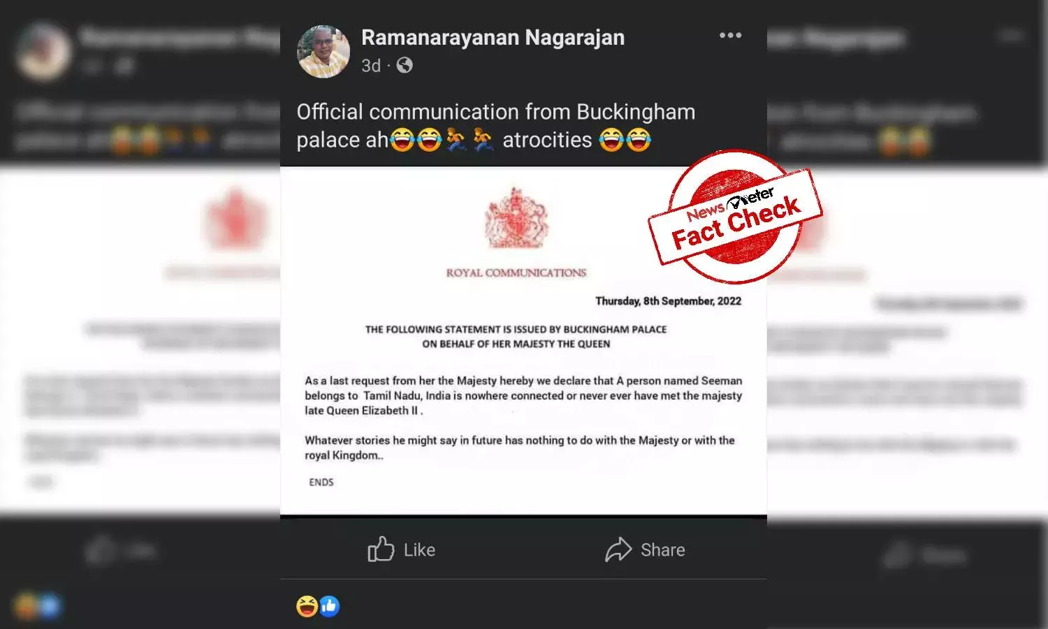 சீமானை சந்தித்தாரா பிரிட்டன் ராணி இரண்டாம் எலிசபெத்? உண்மை என்ன?