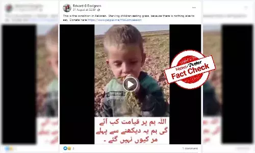 Video of a child eating grass is not from flood-hit Pakistan