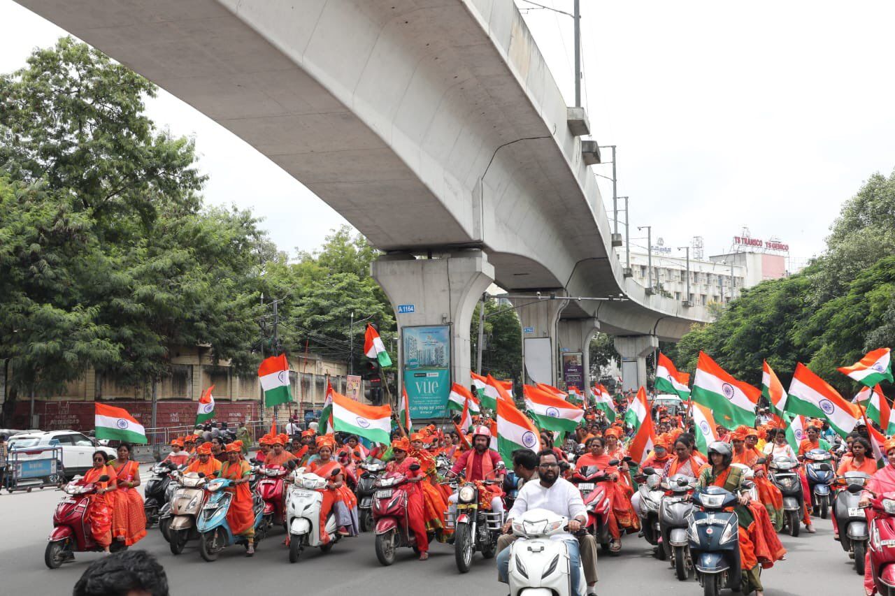 BJP Mahila Morcha take out bike rally ahead of Hyderabad Liberation Day