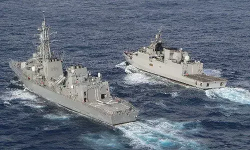 Japan India maritime exercise: Stealth frigate to MiG 29K jet showcased in vizag