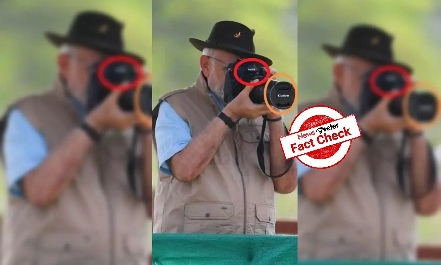 Viral photo of PM Modi taking pictures with lens cover on is morphed