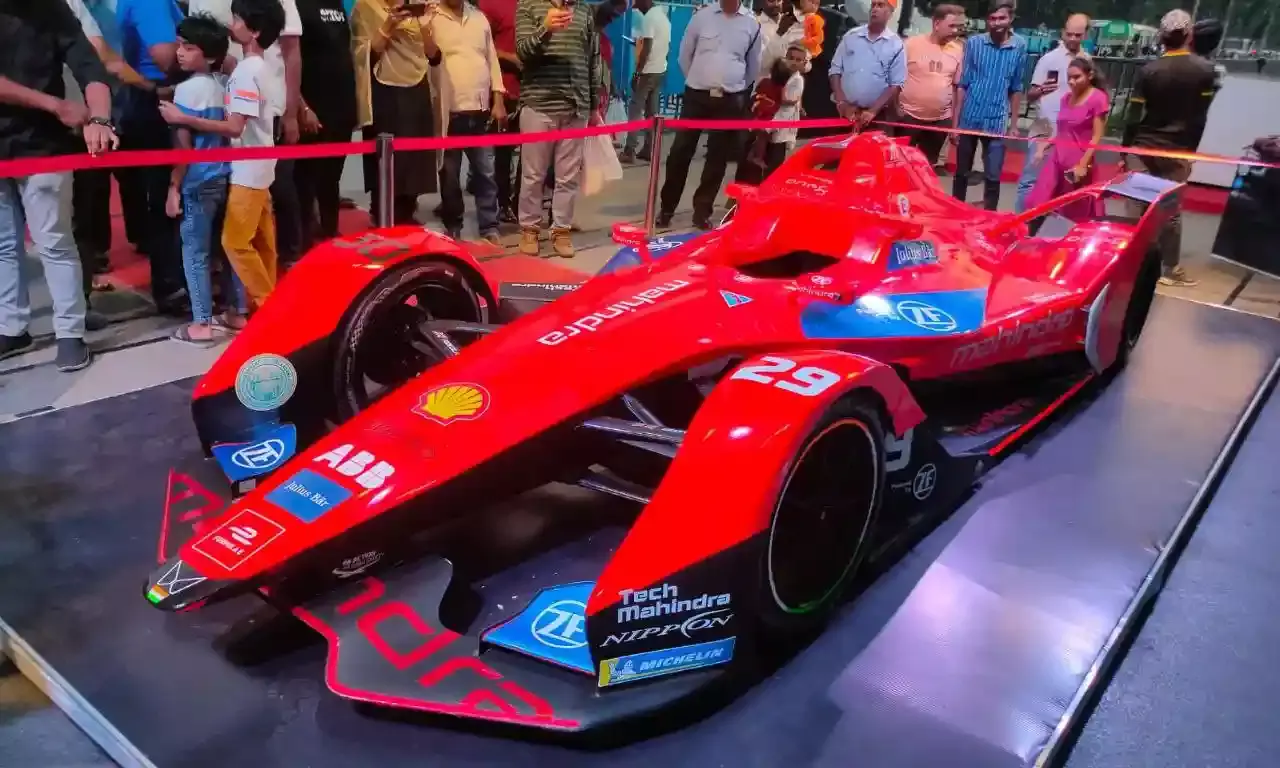 Formula E Prix car on display in Hyds Tank Bund