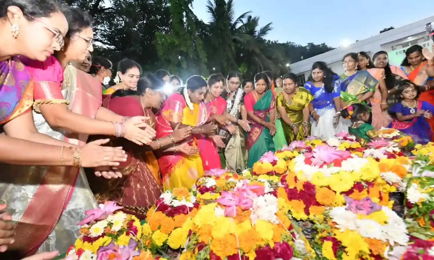 TS Guv celebrates the first day of the Bathukamma festival with women journalists