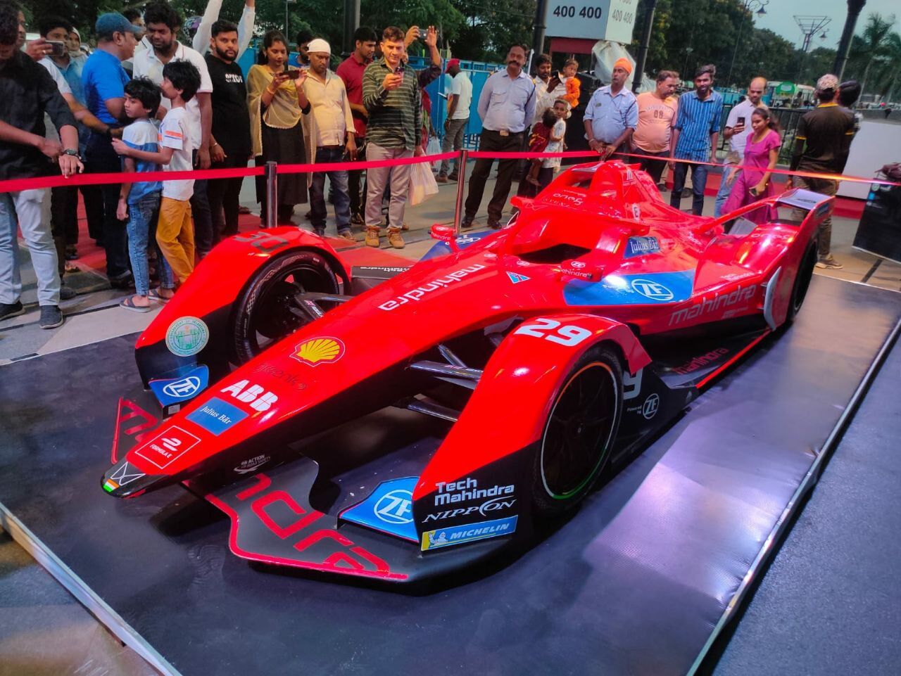 Formula E Prix car on display in Hyd's Tank Bund