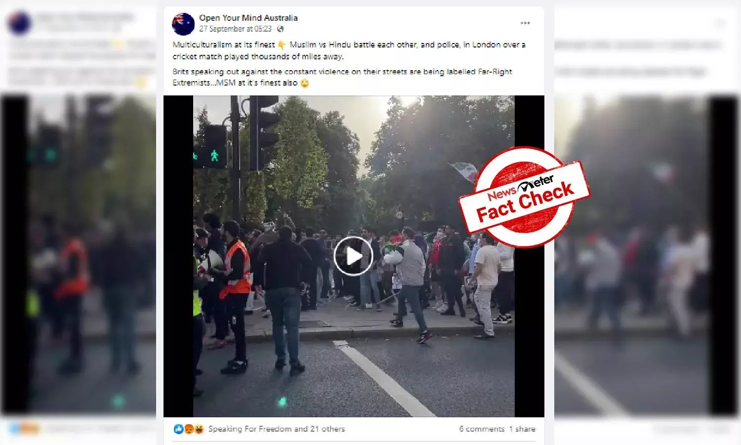 Video of Iranian protestors clashing with British police in London shared as Hindu-Muslim clash
