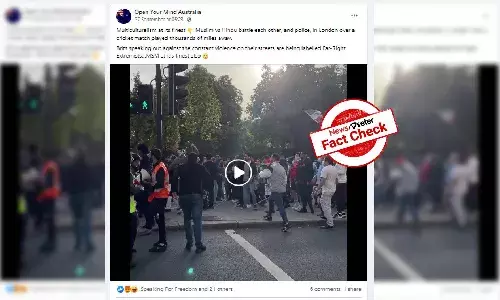 Video of Iranian protestors clashing with British police in London shared as Hindu-Muslim clash Video of Iranian protestors clashing with British police in London shared as Hindu-Muslim clash