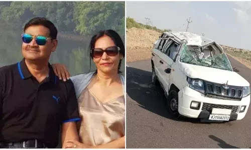 TS top cop Govind Singhs car overturns in Rajasthan, wife dies
