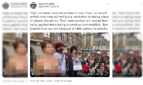 Did a woman go topless in Iran to protest against the hijab policy?