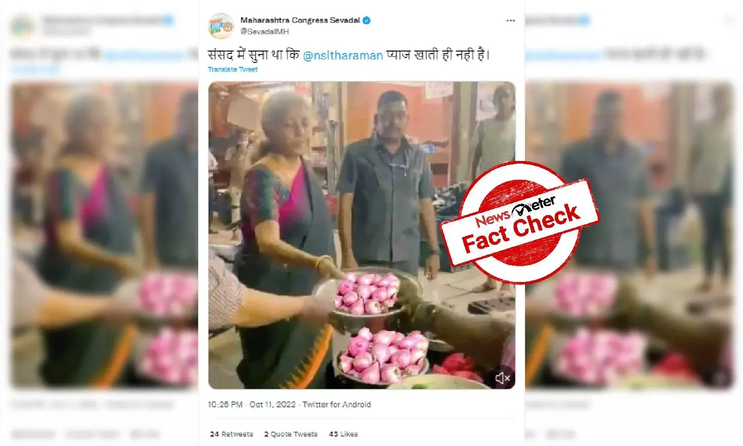 Congress tweets morphed photo of Nirmala Sitharaman buying onions