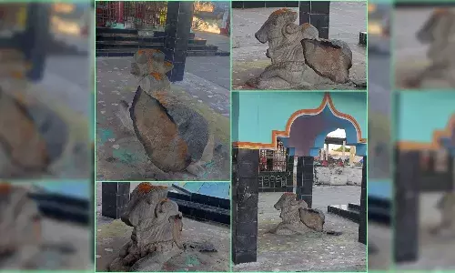 Nandi idol damaged in Prakasam temple; BJP demands inquiry