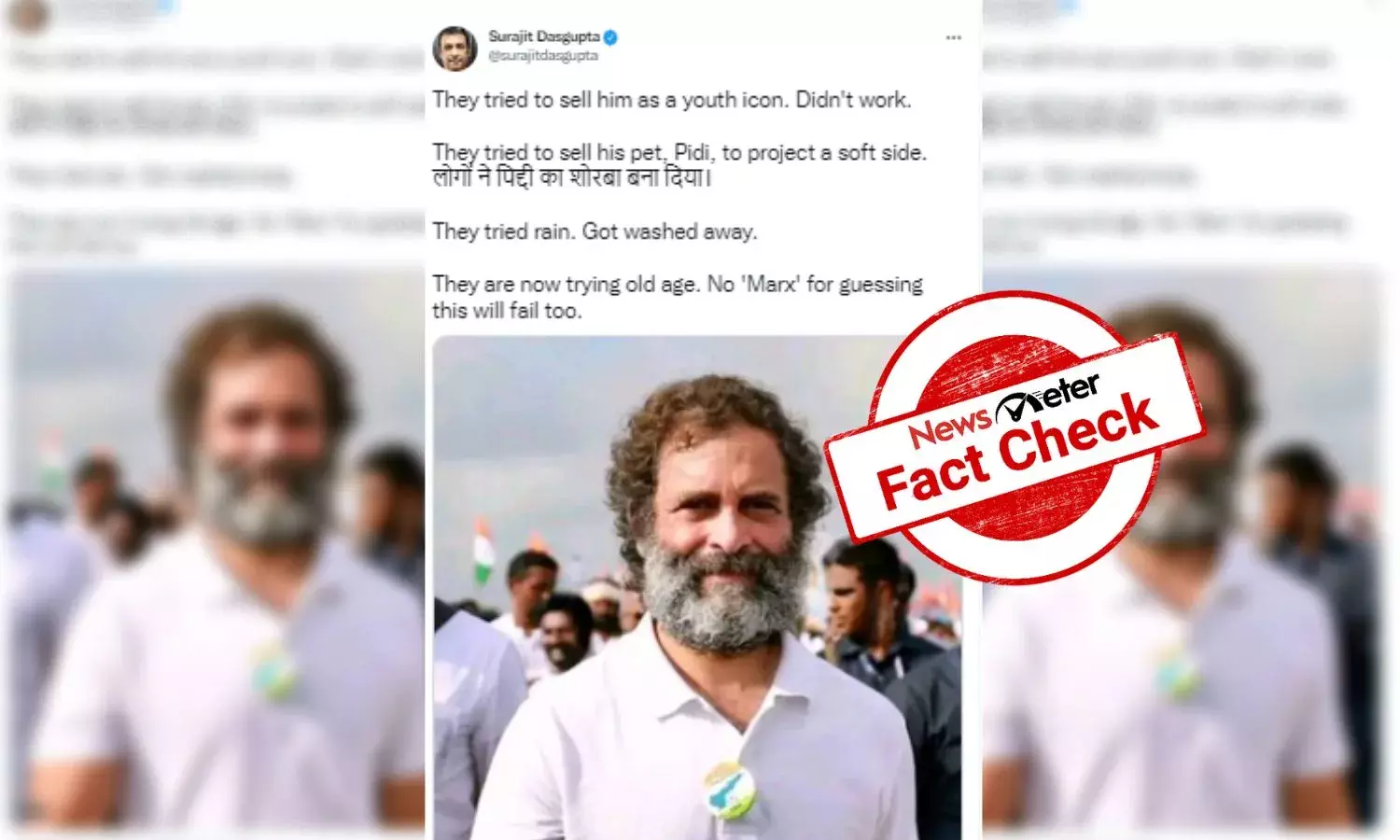 Morphed photo shows Rahul Gandhi with messy hair, overgrown beard