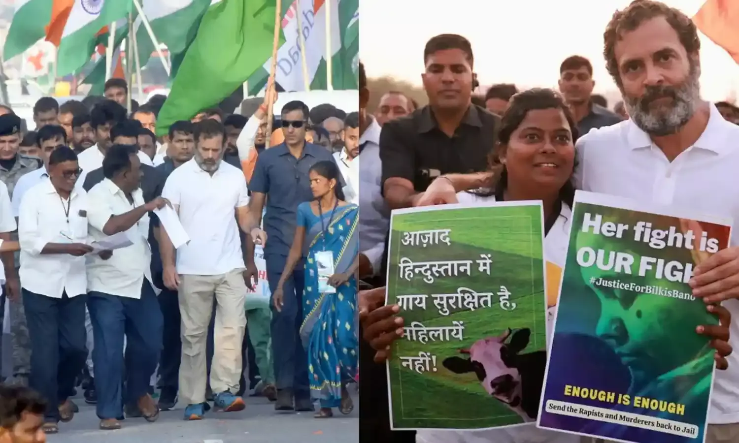 Bharat Jodo Yatra in TS: On day 2, yatris talk labour rights; Bilkis Bano posters spotted