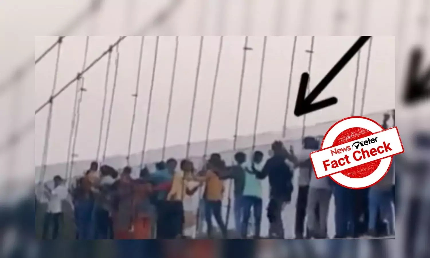 Is the viral Morbi bridge video showing people kicking the cables recent?