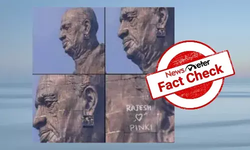No, there are no names written on the Statue of Unity; edited image goes viral