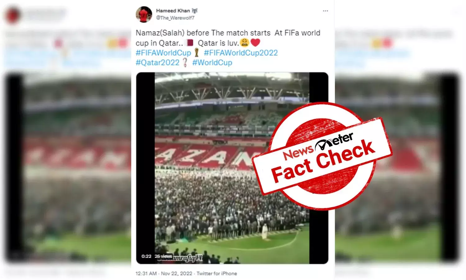 Old video of namaz offering in Russian stadium shared as visuals from Qatar World Cup