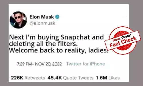 Screenshot of Elon Musks tweet about buying Snapchat is fabricated