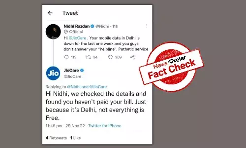 Jios tweet calling out Journalist Nidhi Razdan over unpaid bill is fabricated