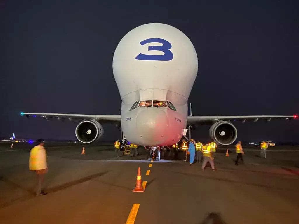 Airbus Beluga: World Largest cargo airplane halts at Hyd airport