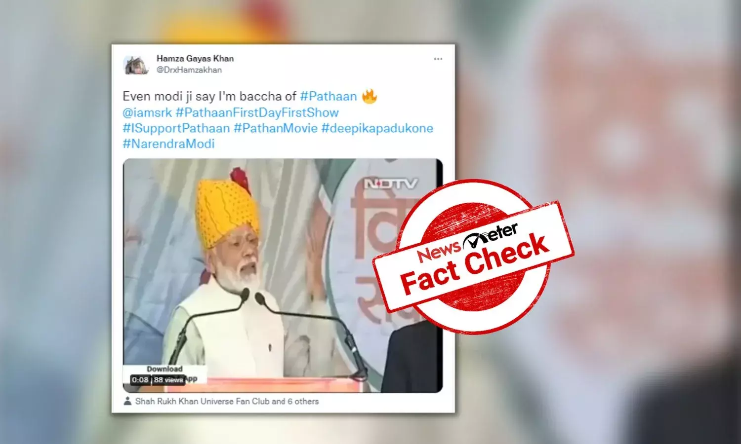 Clipped video shared as PM Modi announcing support for SRKs Pathaan