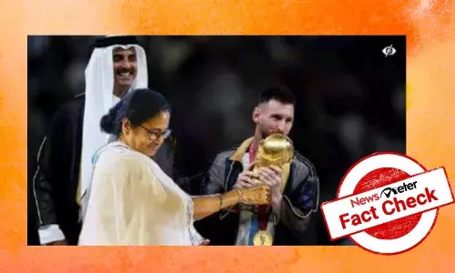 Mamta Banerjees picture presenting World Cup trophy to Lionel Messi is morphed