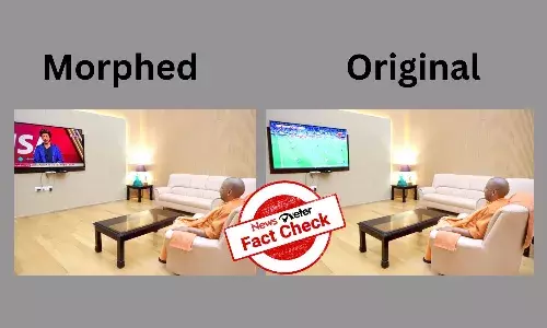 Morphed photo shows Yogi Adityanath watching SRK on television