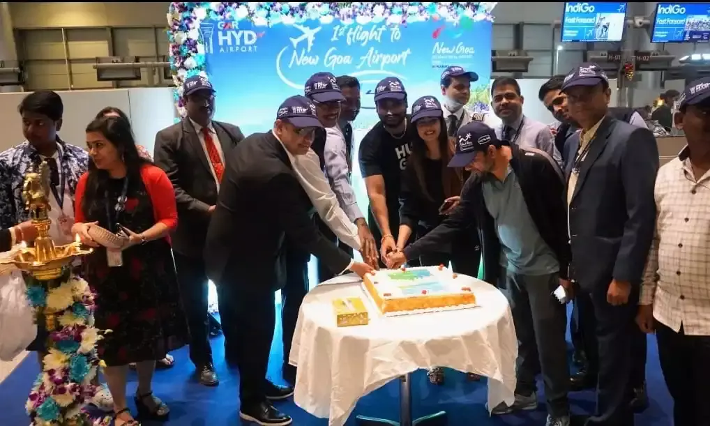 First flight from Hyderabad lands at new Goa Manohar International Airport
