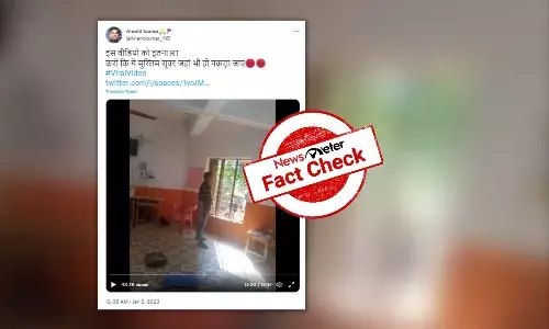 Video of man kicking photo of Hindu goddess shared with communal twist