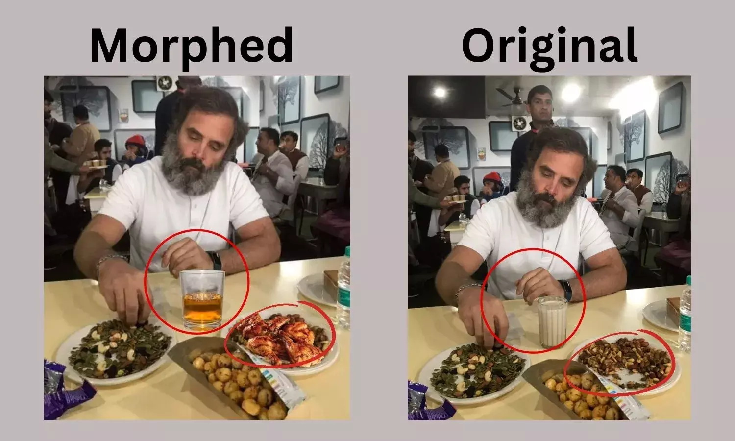 Morphed photo shows Rahul Gandhi enjoying alcohol, non-veg food during Bharat Jodo Yatra