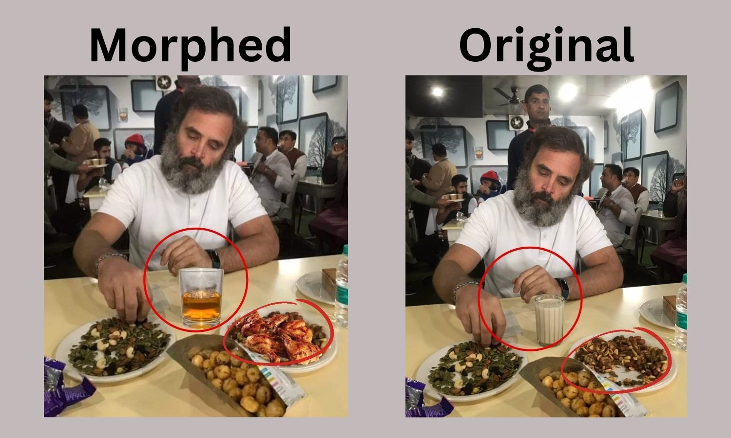 Morphed Photo Shows Rahul Gandhi Enjoying Alcohol Non veg Food During morphed-photo-shows-rahul-gandhi-enjoying-alcohol-non-veg-food-during