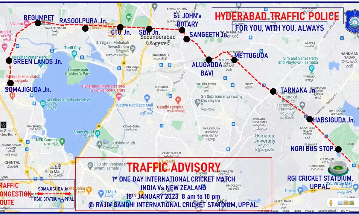 IND vs NZ ODI: Avoid Somajiguda-RGICS stretch on 18 Jan
