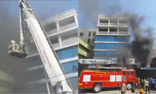 Massive fire at Deccan Knit Wear Sports Shop in Ramgopalpet