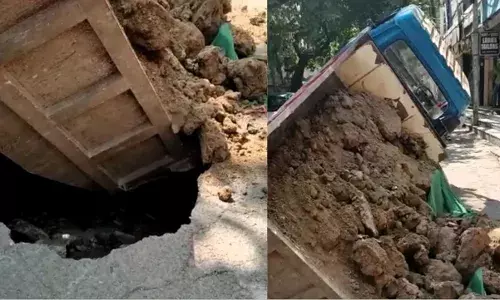 3 injured after road caves in at Himayatnagar; second such incident in weeks