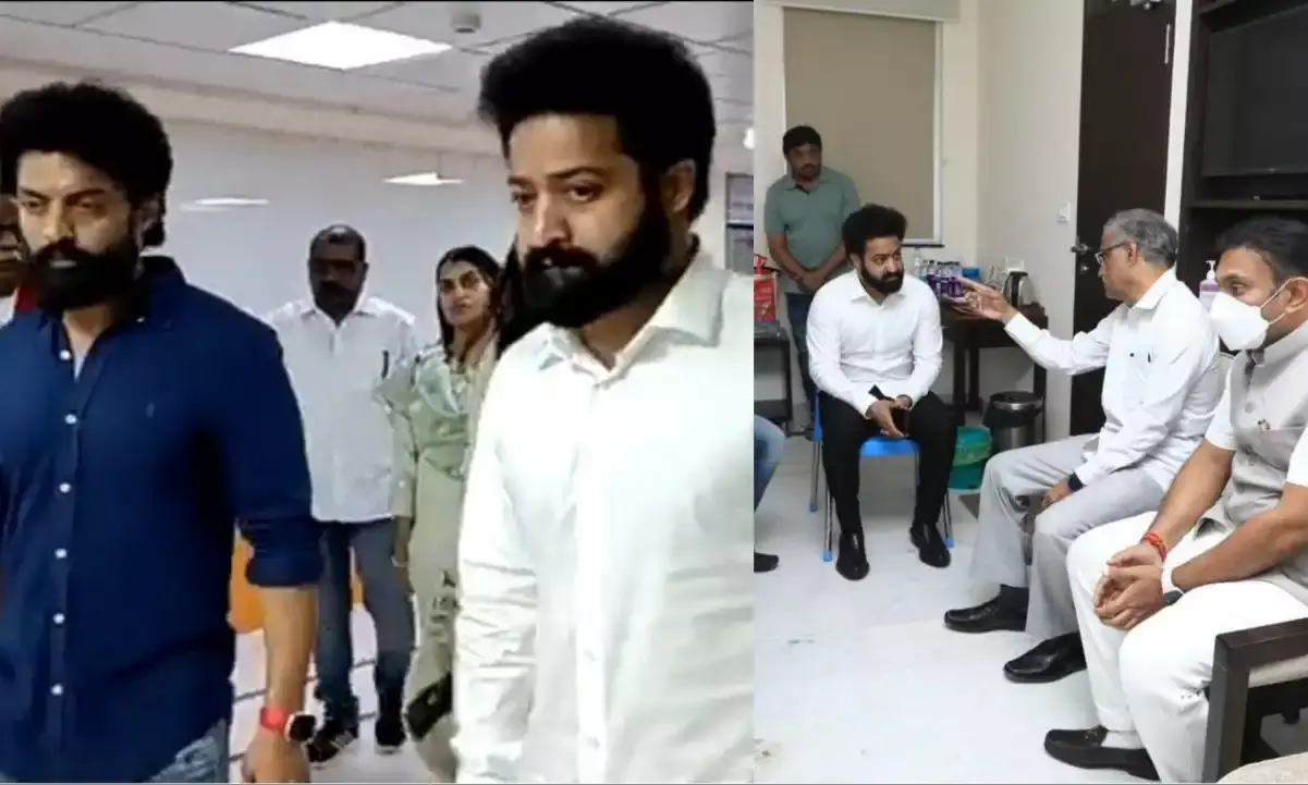Actors Jr. NTR, Kalyan Ram visit critical Taraka Ratna in Bangalore hospital
