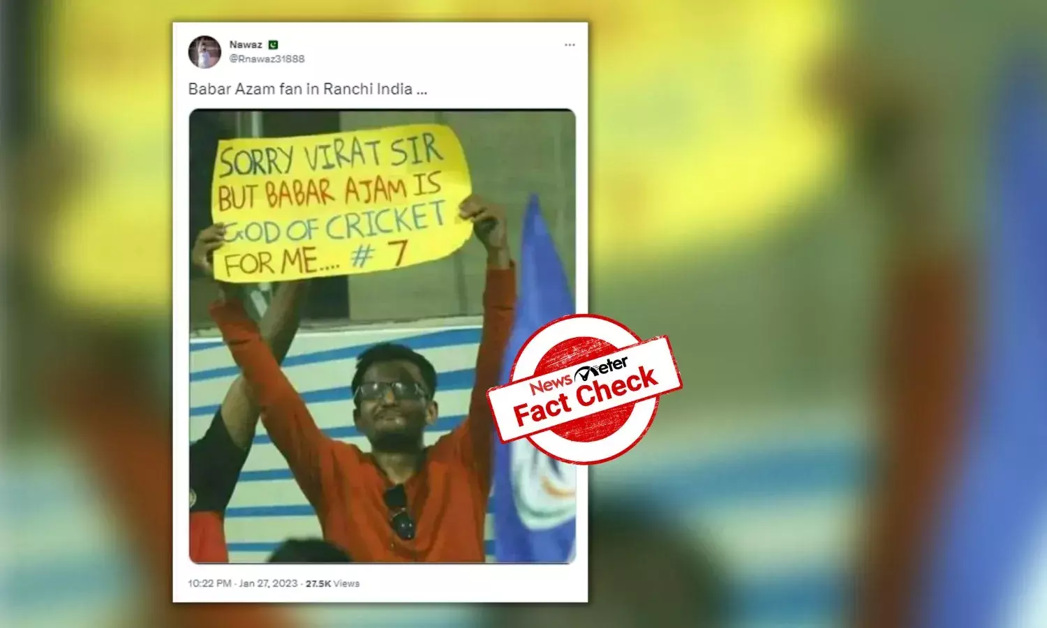 Morphed photo shows fan supporting Pak’s Babar Azam during recent Ind–NZ match