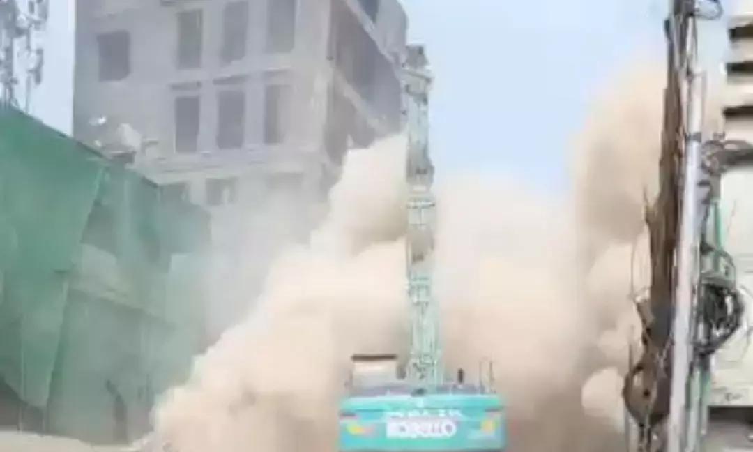 Fire-ravaged Deccan Knitwear building collapses during demolition