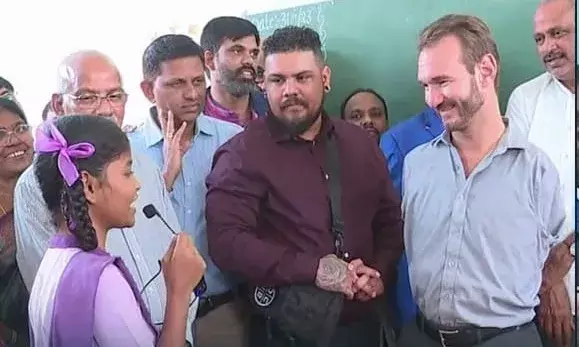 Guntur: Motivational speaker Nick Vujicic gives shout out to Jagans edu programmes