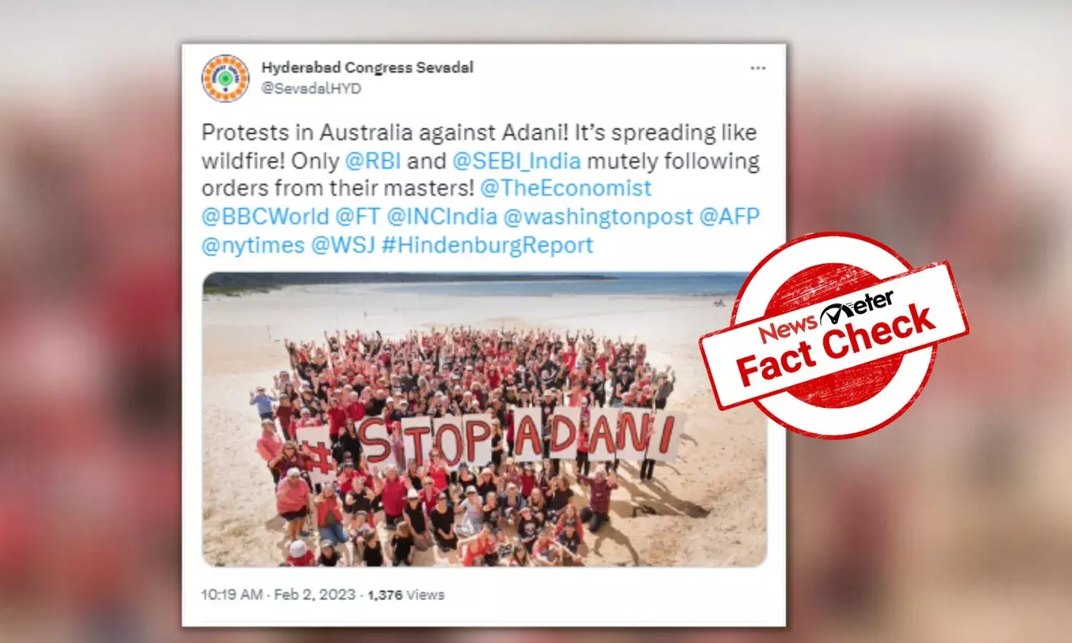 Old photo of protest against Adani passed off as recent amid stock rout
