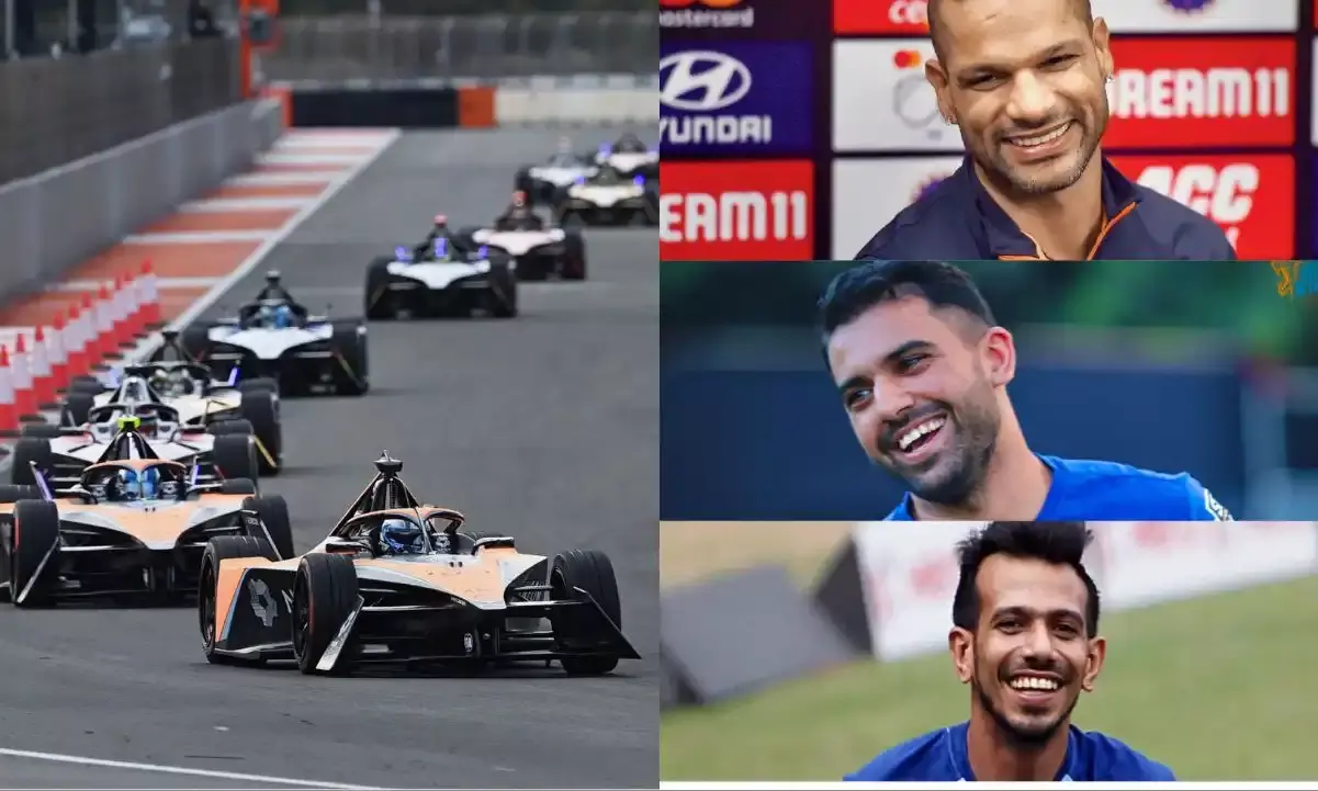 Hyderabad E-Prix: Cricketers Dhawan, Yuzi, Deepak try hands at car racing